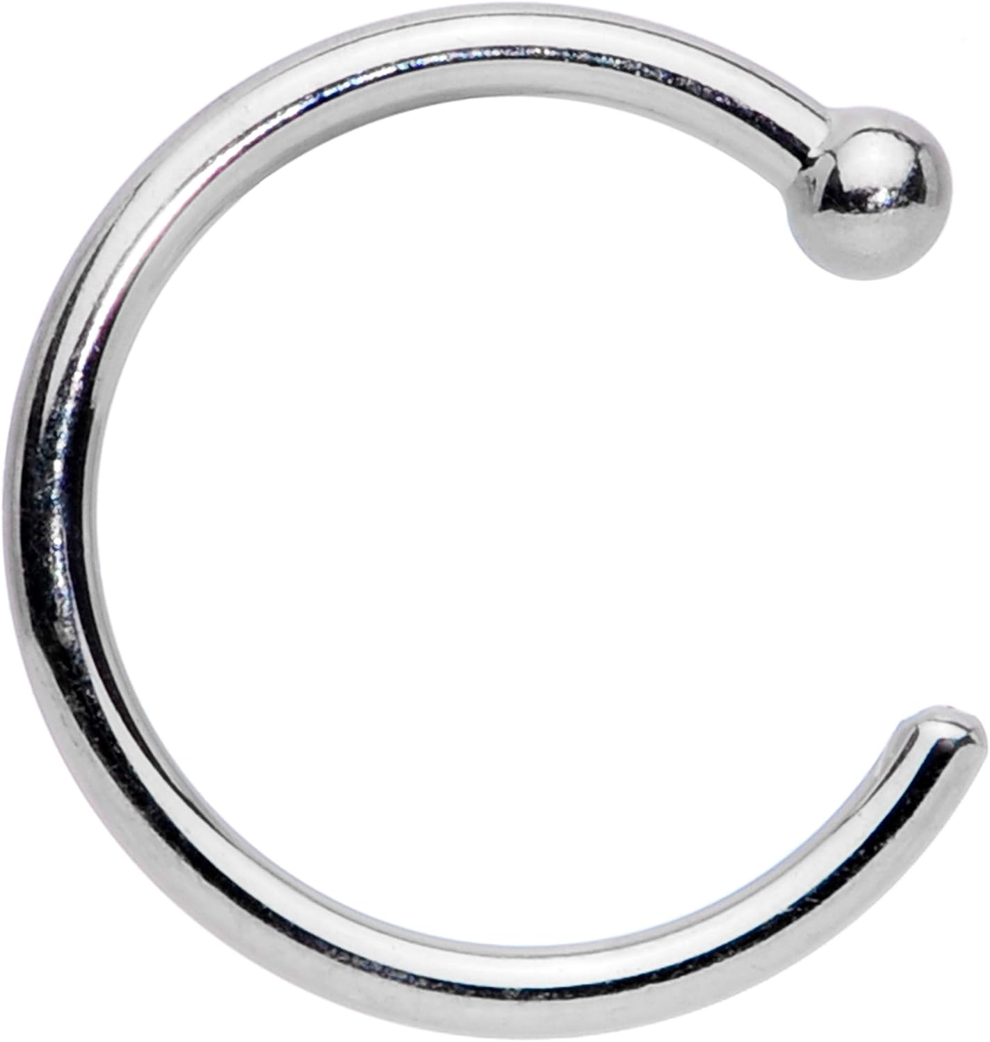 Body Candy Solid 14k White Gold Nose Hoop 20 Gauge 1/4"