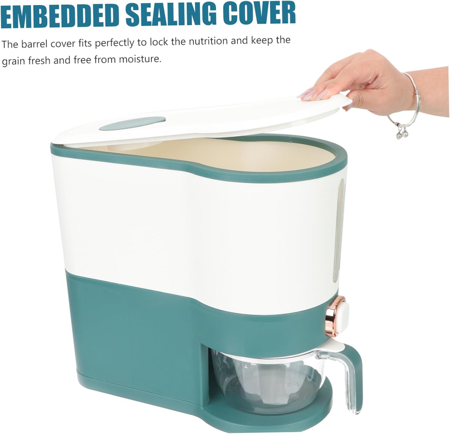 PRETYZOOM Food Grade Rice Storage Container Airtight Grain Storage Bucket Dispenser Cereal Dispenser for Kitchen Sealed Rice Bin for Health