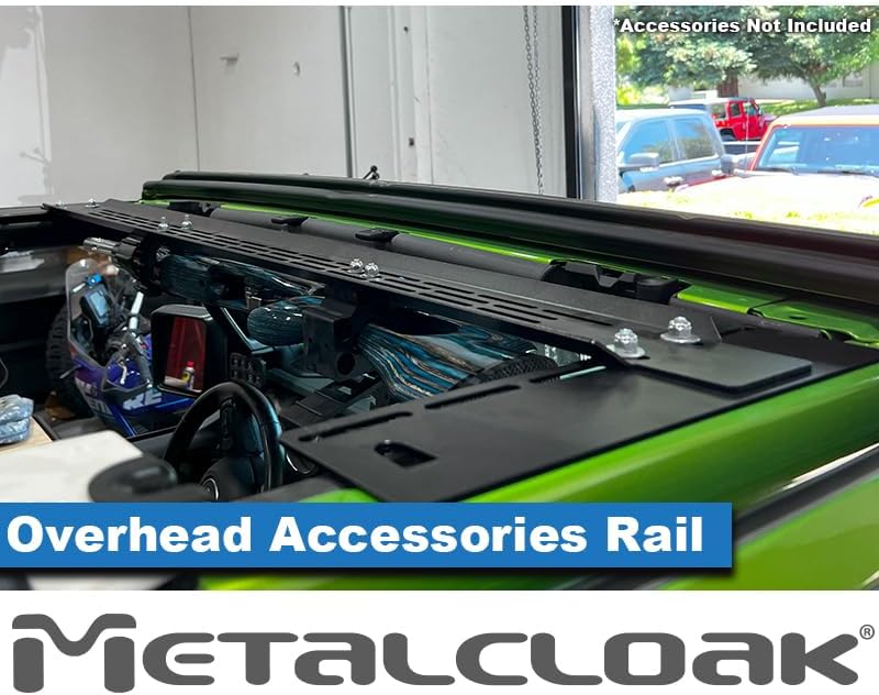 Overhead Accessory Rail for JL Wrangler & JT Gladiator (2018-23), Provides Accessory Mounting Locations, Adjustable Rail, Quick and Easy Installation; Black Textured Powder Coat Finish, Made in USA