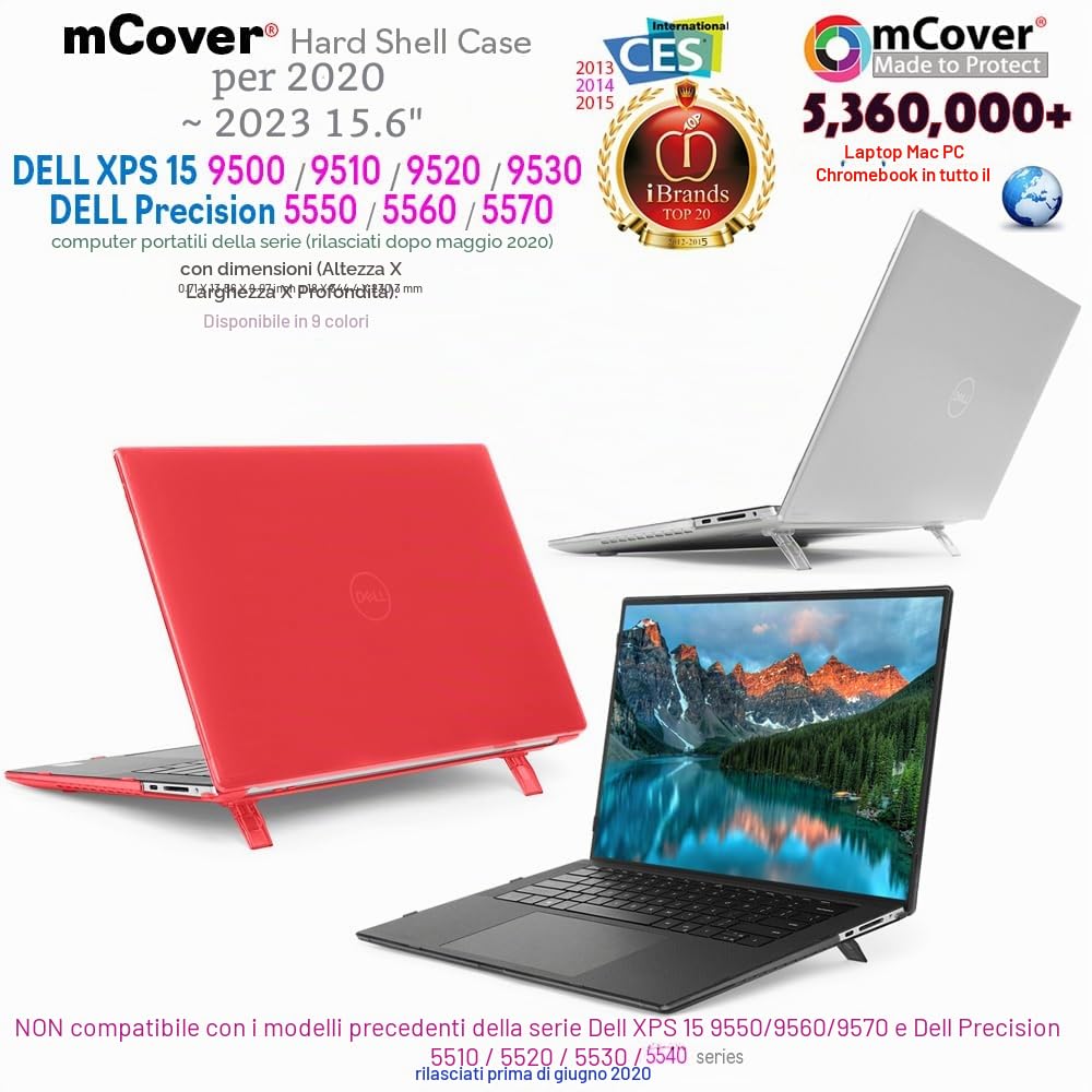 mCover Guscio Rigido Compatibile per Dell XPS 15 9530 9520 9510 9500 / Precision 5550 5560 5570 Series 15.6" Solo Laptop (Non Compatibile con Altri Modelli Dell) - Trasparente