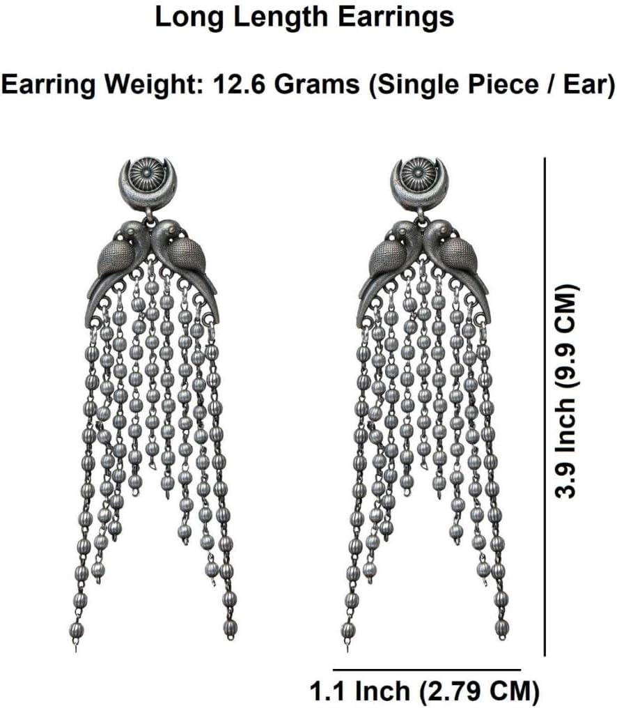 Efulgenz Antique Boho Oxidized Indian Earrings for Women Crystal Jhumka Jhumki Tassels Dangle Earrings Bohemian Statement Jewelry for Women