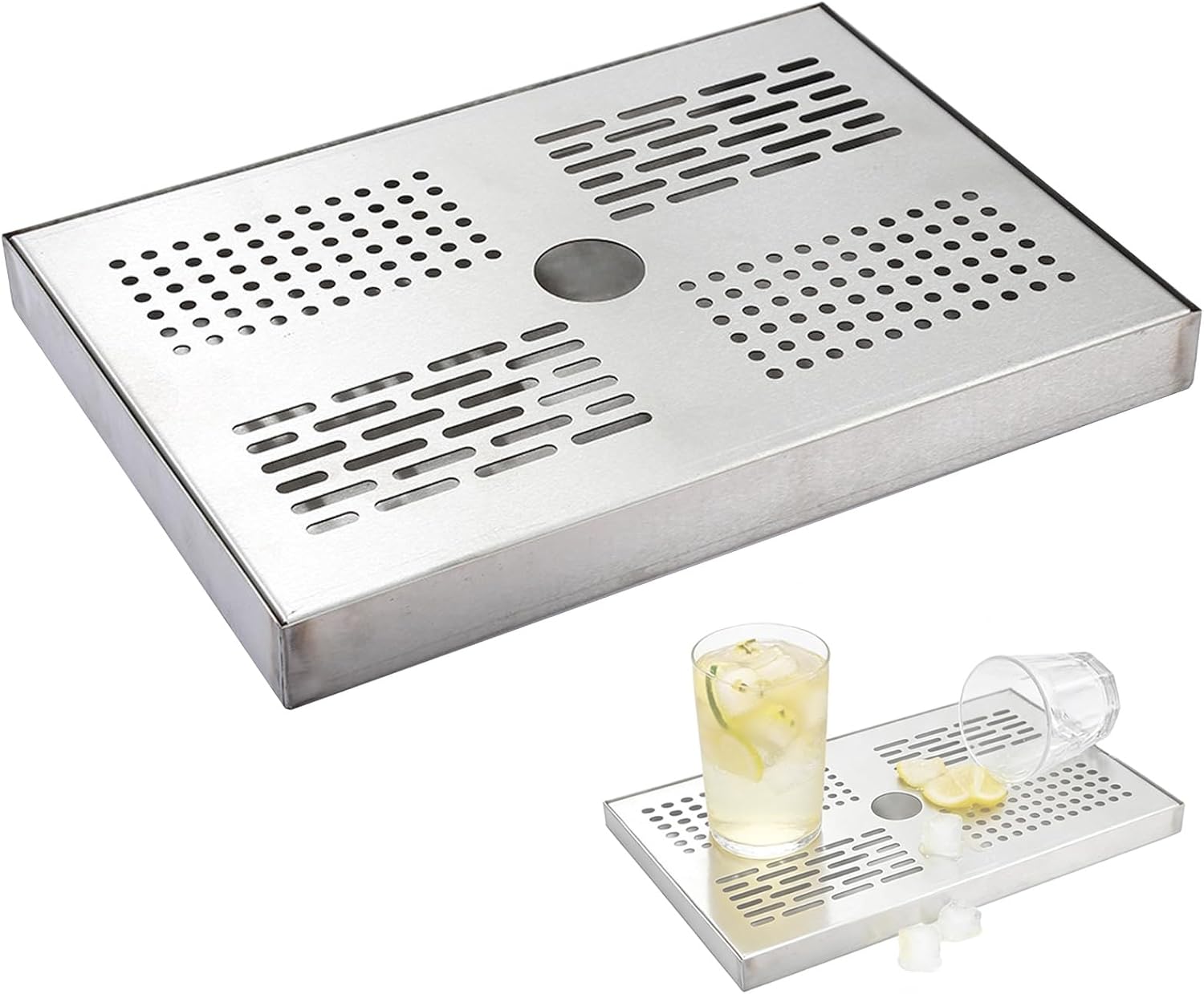 Metal Drip Pan, Stainless Steel Oil Drain Pan with Drain Hole, Beer Drip Tray, Suitable for Restaurants, Tea Rooms, Bars(45x30x4cm/18x12x2in)