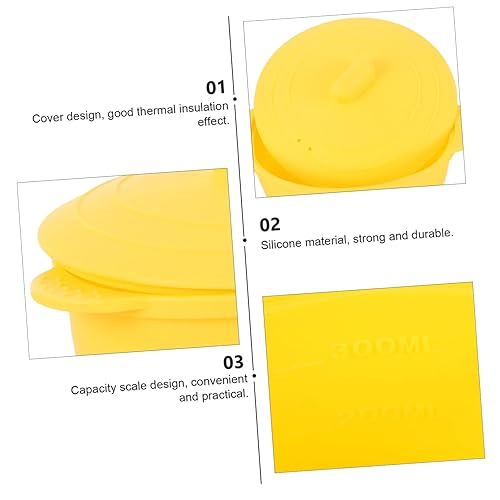 Miniatura 5 de FOMIYES Tazón de mezcla de silicona con tapa, accesorios faciales, resto de utensilios de silicona, calentador de cera, calentador de frijol de