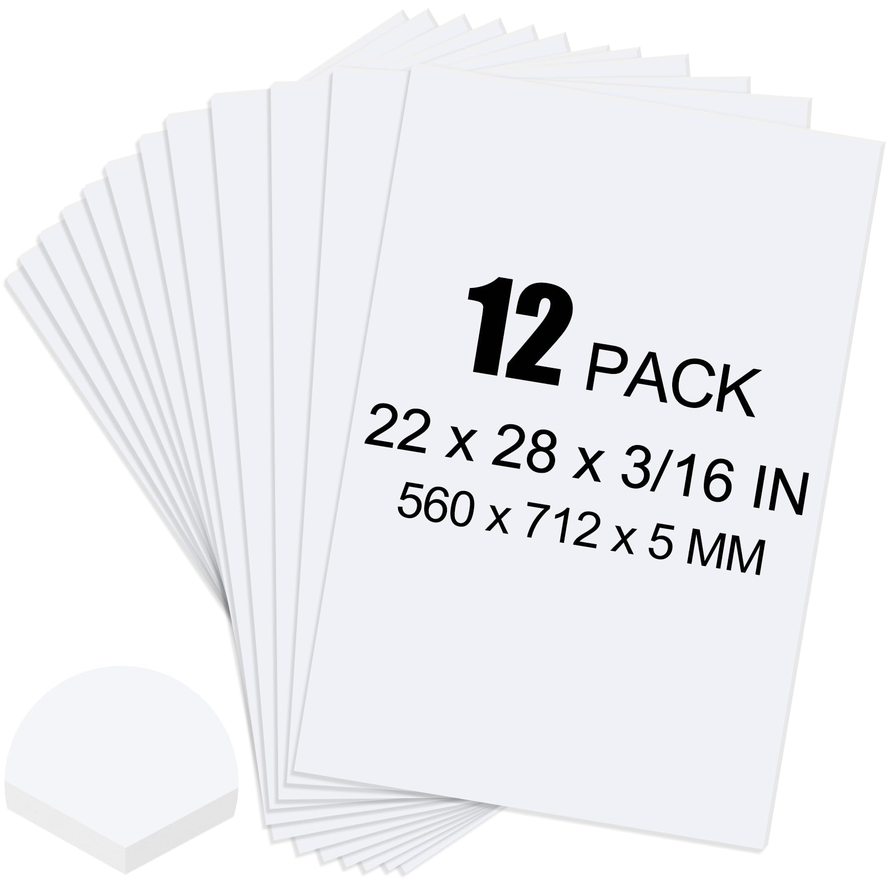 ToLanbbt 12 Pack White Foam Board, 22 x 28 x 3/16" Thick Foam Core Acid Free Poster Foamboard for Art Craft Projects, Painting, Displaying, Signage, Wedding, School