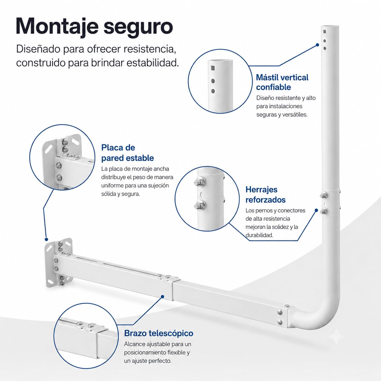 Mástil de Antena para Antenas de TV, satélite, Radio y WiFi