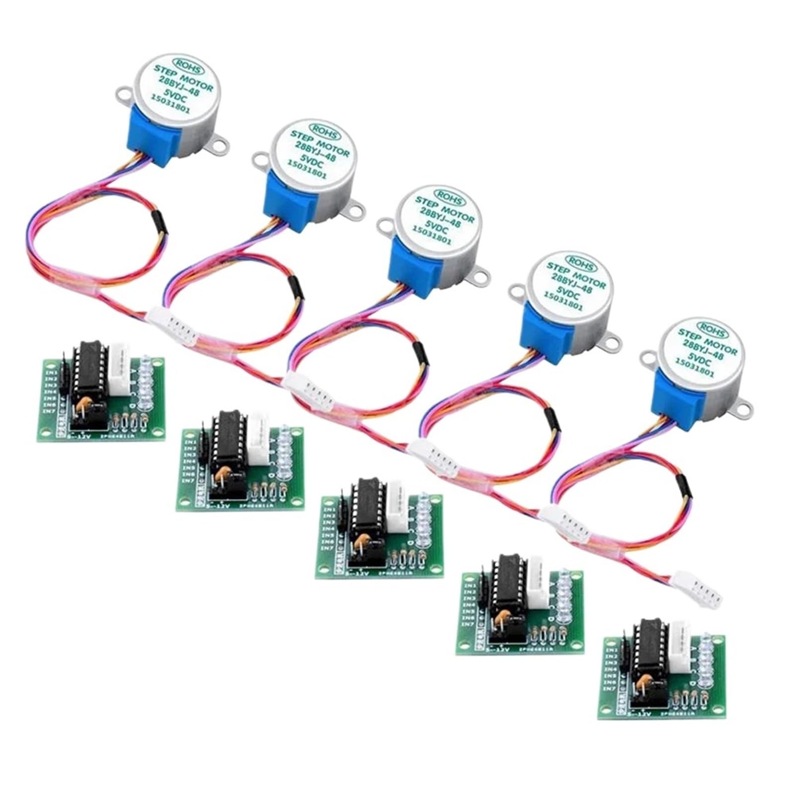 TQSKA 28BYJ-48 ULN2003 5V Stepper Motor + ULN2003 Driver Board Suitable for Driver Test Module Stepper Motors DIY Kit(5 set)