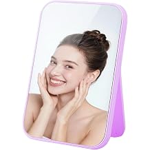 Makeup Mirror, Foldable Desktop Vanity Mirror 8 x 5.3in Purple