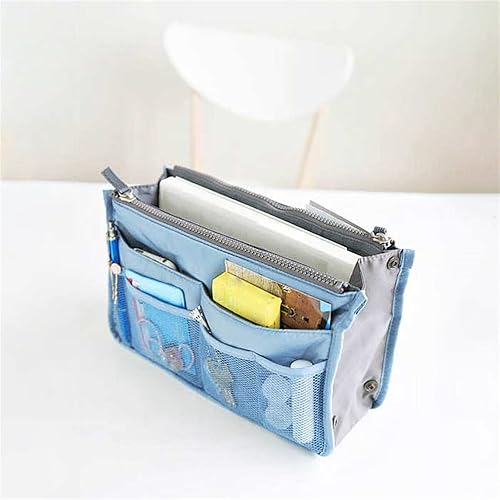 Miniatura 5 de Bolsa de aseo de viaje Bolsa de cosméticos de mano con doble cremallera, bolsa de almacenamiento multifuncional para artículos de tocador, bolsa de
