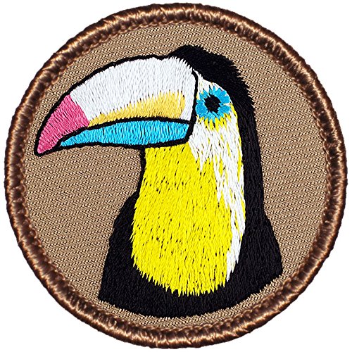 PATCHTOWN Toucan Patrol Patch - 2" Diameter Round Embroidered Patch (Peel & Stick Adhesive)