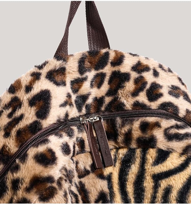 Fashion Backpack y2k Purse Backpack, Cute Fuzzy Daypack Grunge Alt Emo Shoulder Bag Cheetah Chic Coquette Harajuku Bag (leopard print) - Image 6