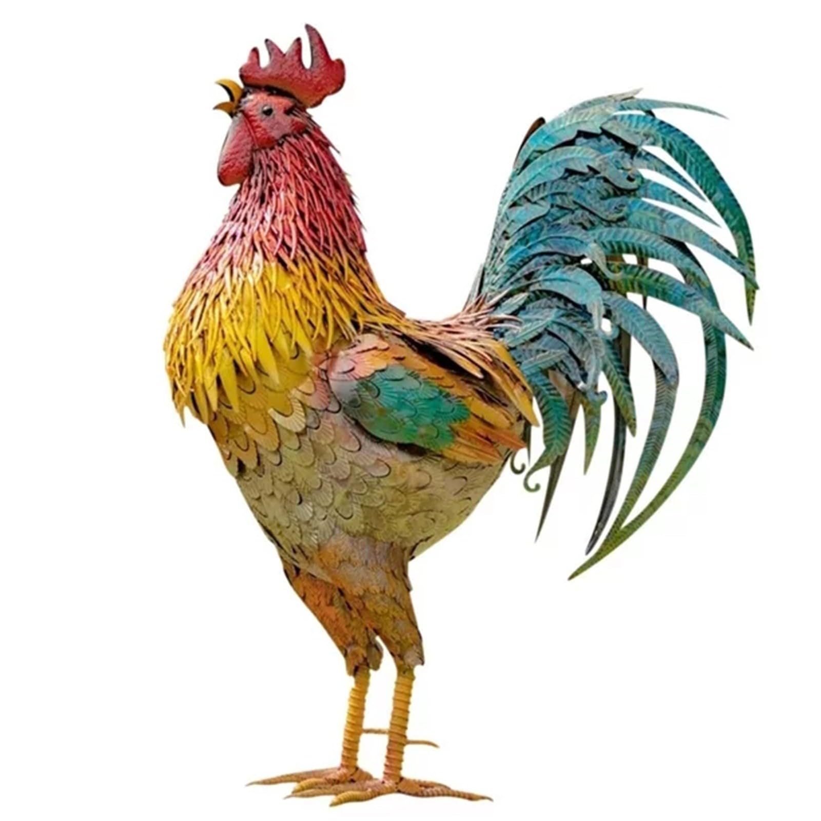 Statue De Coq De Jardin 36 Cm Rouge - Décoration Extérieure Réaliste, Résistante Aux Intempéries, Main Peinte