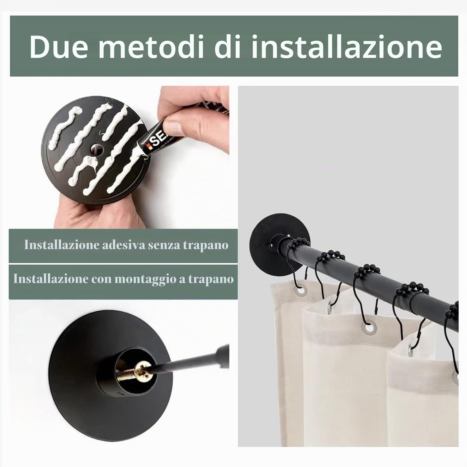 Bastone Tenda Doccia Angolare A Pressione Ad L Non Forata Asta per Tenda Doccia, Asta per Tenda da Doccia Estensibile Acciaio Inox Palo Telescopico Barra di Tensione per Bagno70 to 95cm x 90 to 130cm