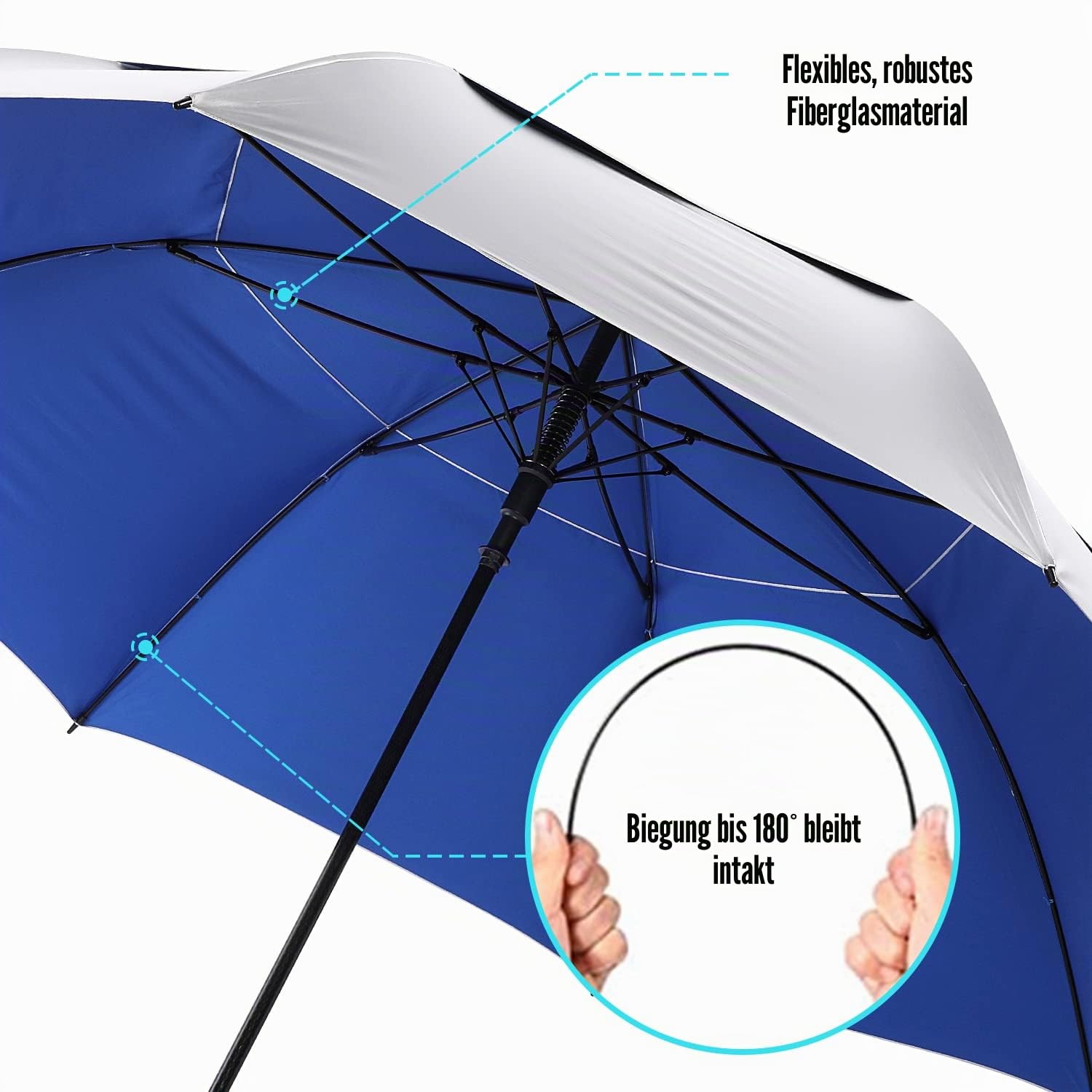 G4Free 47/54/62/68/72/80 Inch UV-Schutz Winddicht Sonnen- und Regenschirm Golfschirm Autorisches Öffnen Doppelbaldachin Belüftet Übergröße für Herren und Damen
