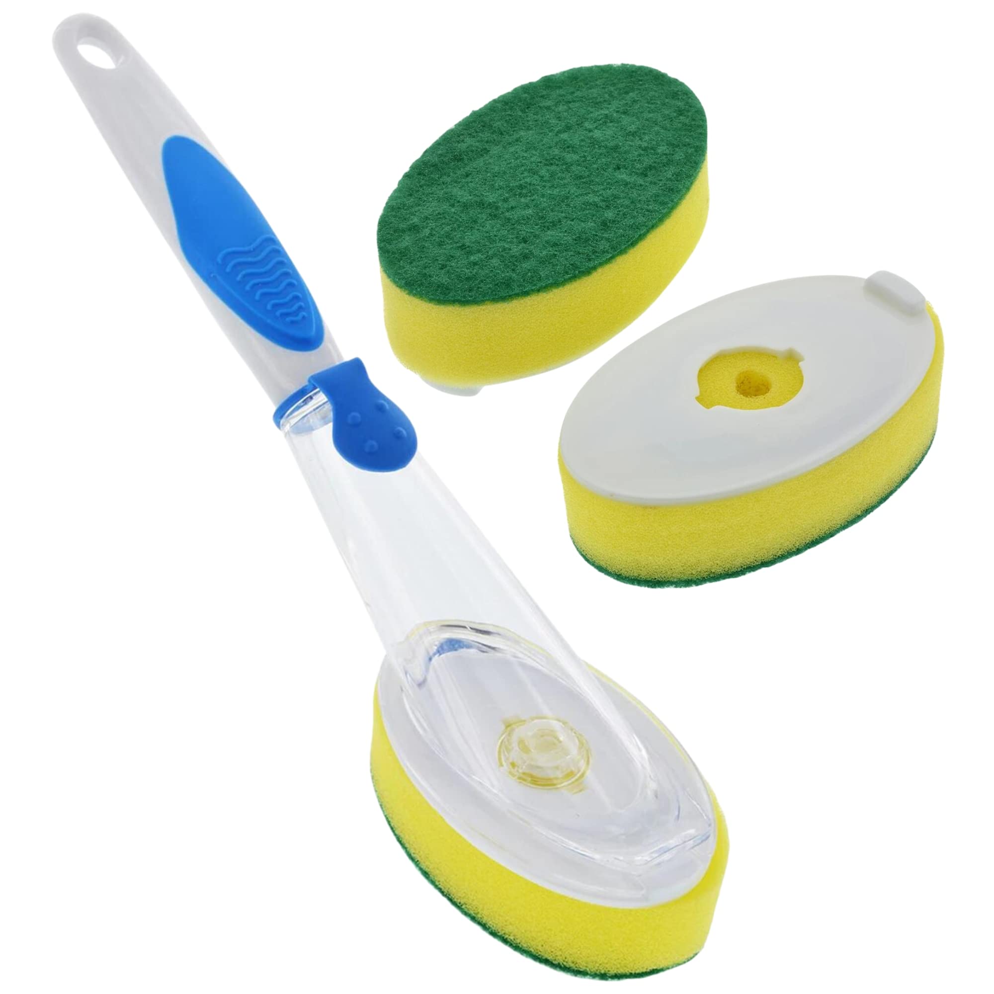 A1 Unlimited 2-in-1 Soap-Dispensing Scrub Sponges and Brush Refill (2-ct.), Home Kitchen Cleaning Tools Sink Dishwashing Container Pads Scrubber Kitchenware Dish Wand Reusable Plastic Rubber Set