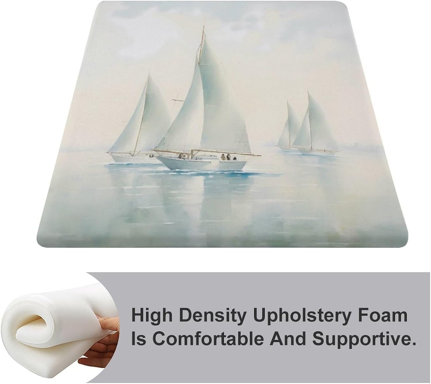 Coastal Sailing Seascape Boats Floor Pillow Meditation Yoga Cushion Square Chair Cushion Pillows Seating for Adults