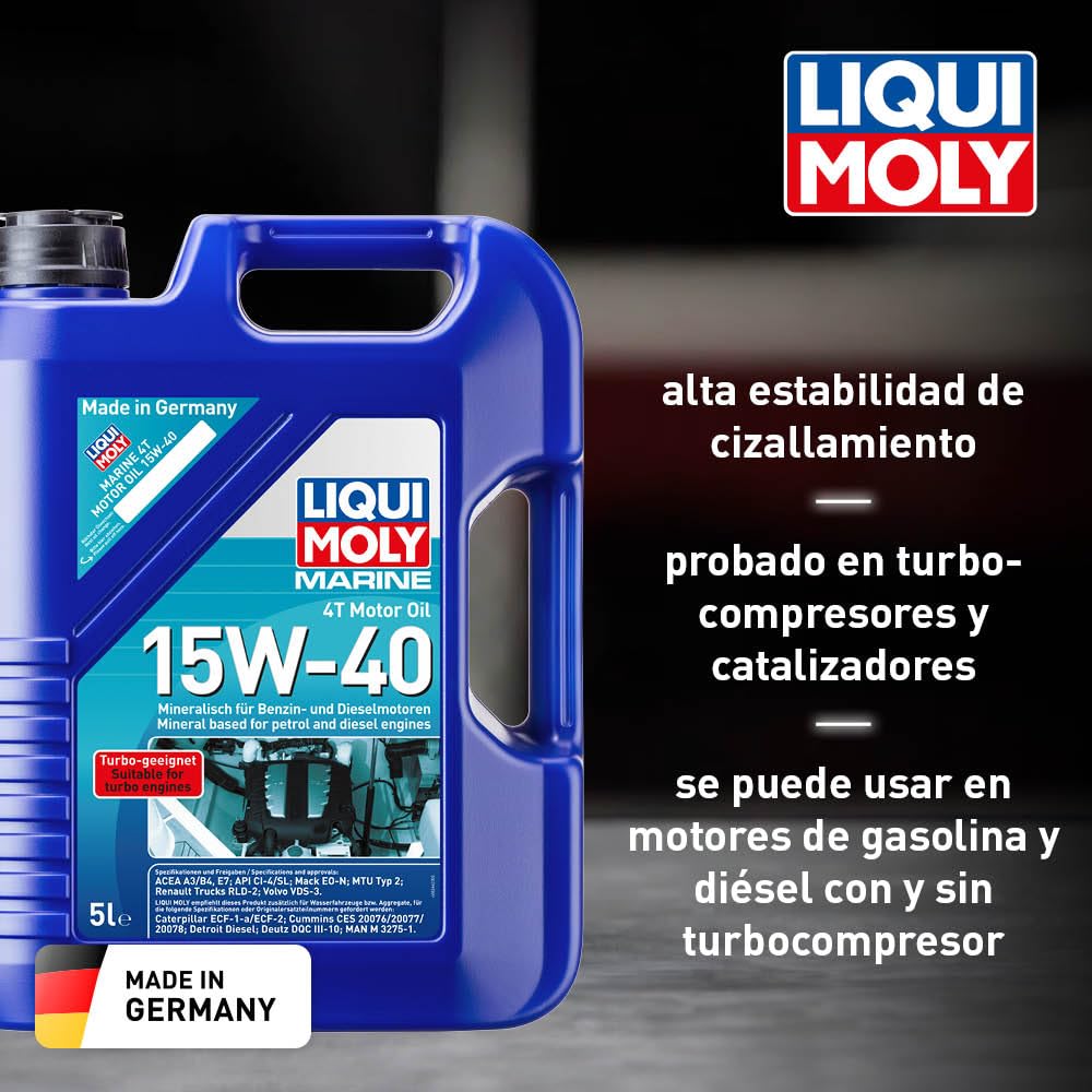 LIQUI MOLY Marine 4T Motor Oil 15W-40 | 5 L | Aceite de motor mineral de arranque | 25016