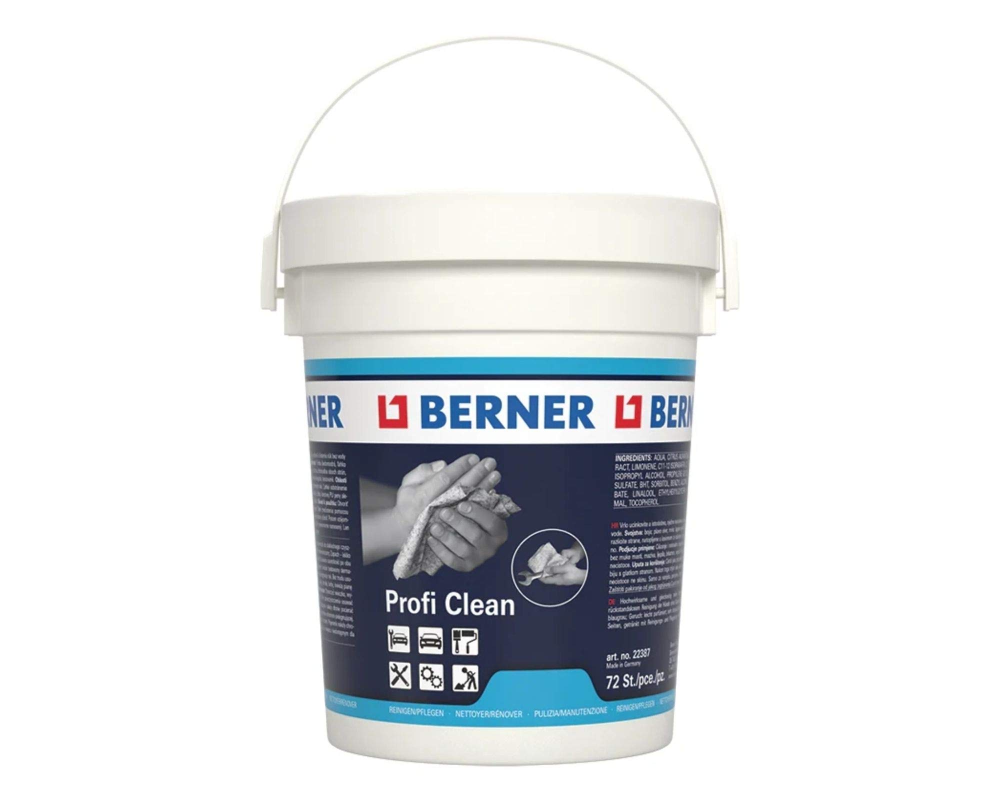 Berner Cleaning Cloth Professional Hand Cleaning Without Water Clean Alcohol, Natural, Pack of 72