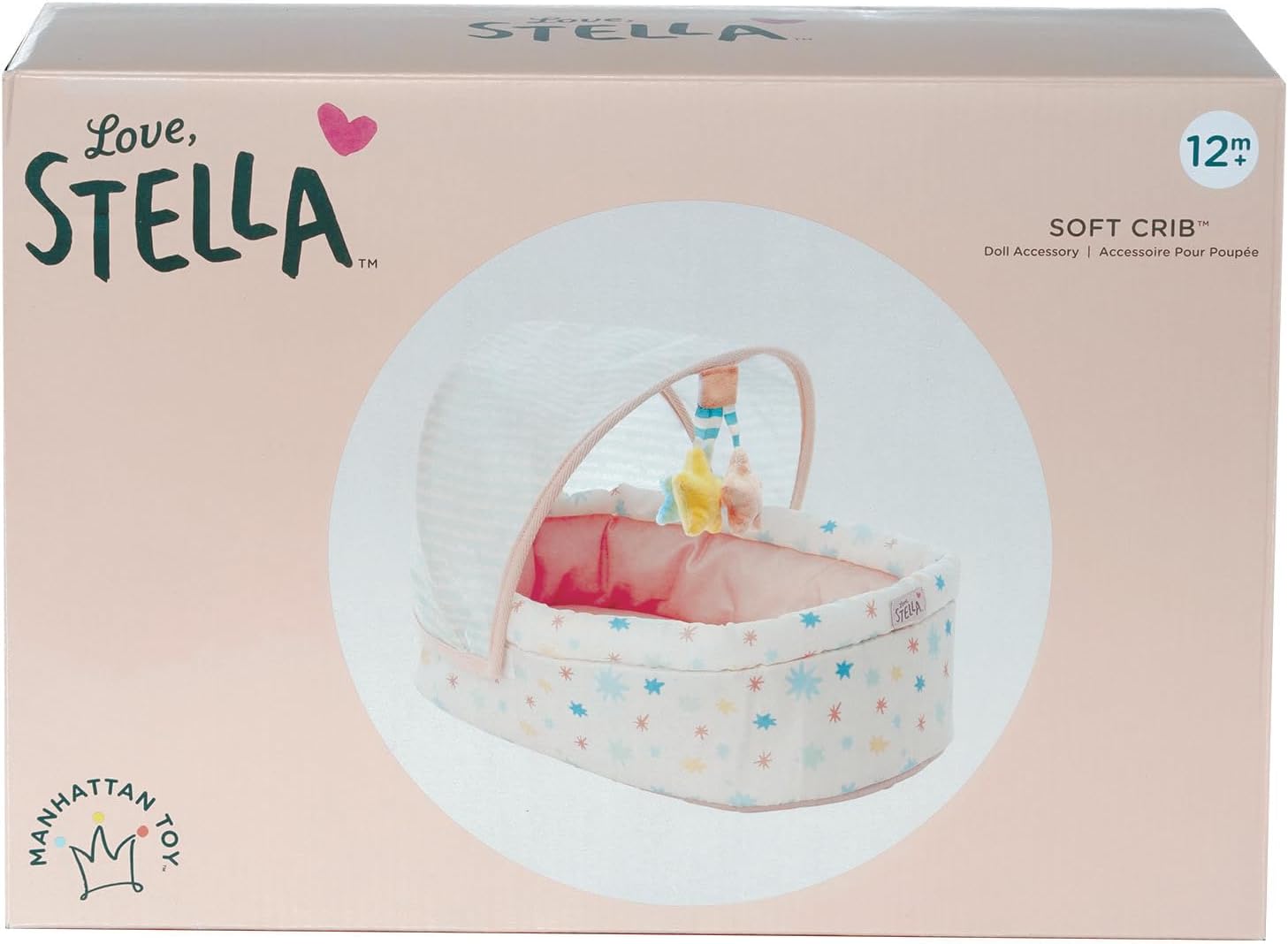 Love, Stella Baby Doll Soft Crib with Removable Canopy and Mobile by Manhattan Toy
