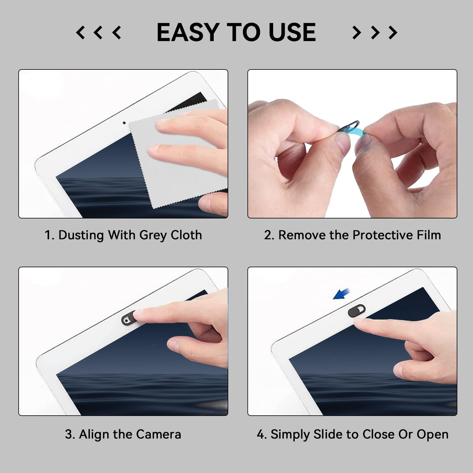 8 Pezzi Coperchio Della Webcam, 0.6mm Camera Cover Ultra Sottile per Smartphone, Webcam Cover di Sicurezza con Panno Grigio per La Vostra Privacy e Sicurezza (Bianco+Nero)