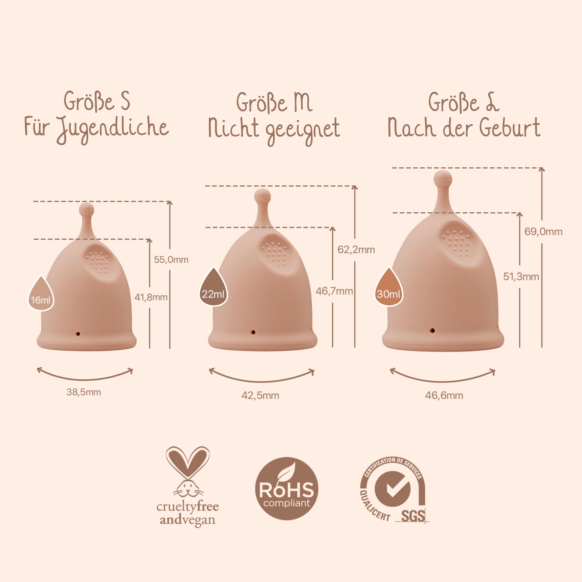 Bamboozy Luxus Menstruationstasse mit Sterilisator (M) - Wiederverwendbare Menstruationstasse aus Medizinischem Silikon - Bis zu 12 Stunden Schutz - Nachhaltig, Plastikfrei, ohne BPA