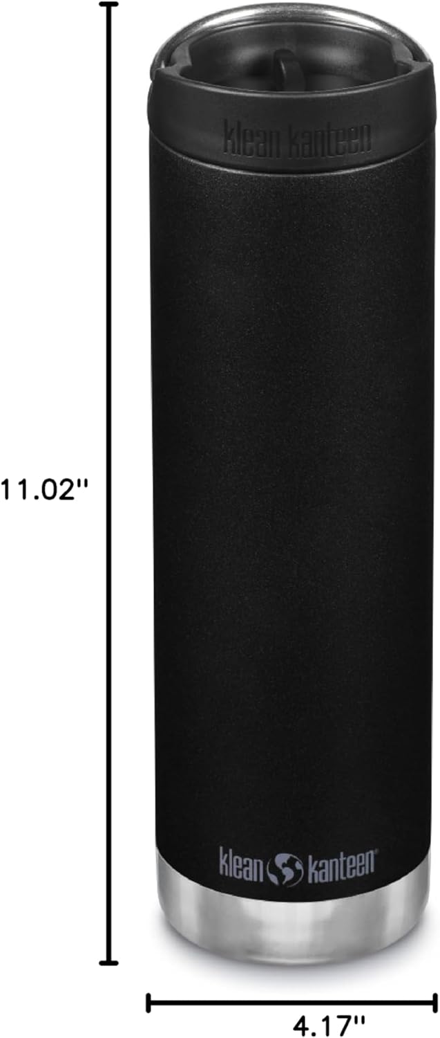 Klean Kanteen TKWide Insulated Coffee Tumbler with Cafe Cap - Stainless Steel & Thermal Tumbler - Black, 20 oz - Image 8