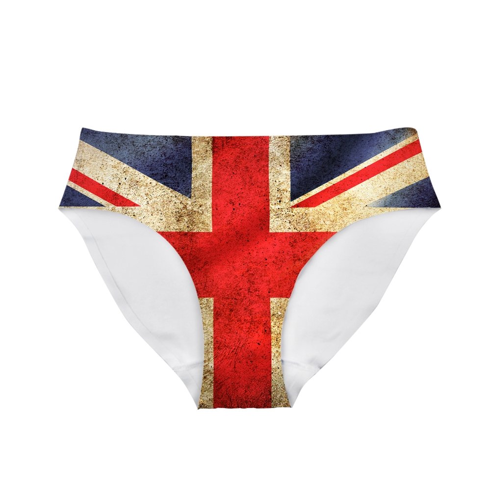 HUGS IDEA Women's Fashion Briefs Panties British Flag Pattern Seamless Underwear M