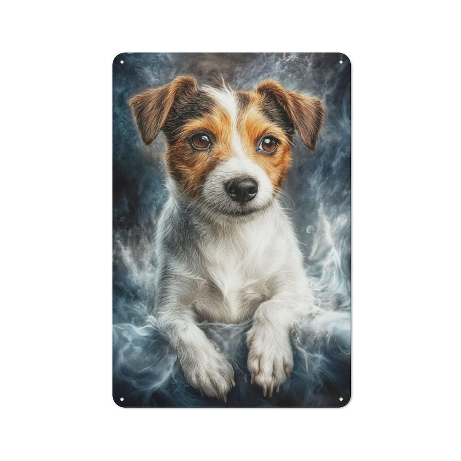 Junmoney Jack Russell Terrier Portrait Metal Sign 30X20cm With For Workshop Wall, Vintage Decor, A Decorative Christmas Gift For Metal Sign Collectors