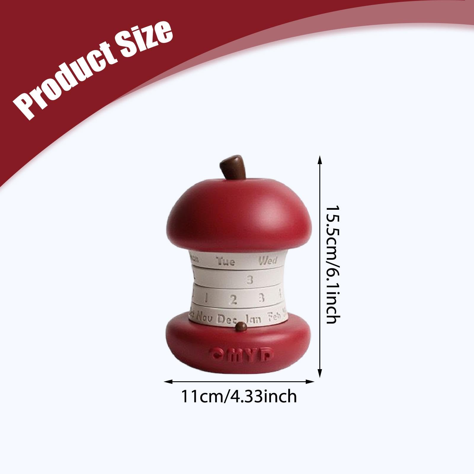 Milageto Rotierender Tischkalender, Tischkalender, Heimdekoration, Küche, Apfel-Ornament aus Harz für Arbeitszimmer, Wohnzimmer
