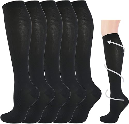 Hi Clasmix Graduated Medical Compression Socks for Women&Men Circulation Recovery-Knee High Supports Running Socks