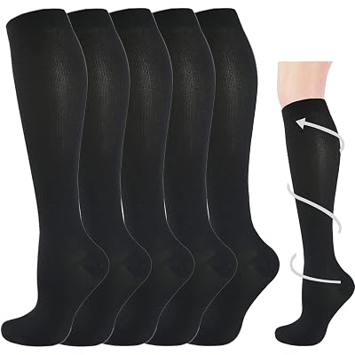Graduated Compression Socks for Women&Men 20-30mmhg Knee High Socks Travel Hiking Running Stocking