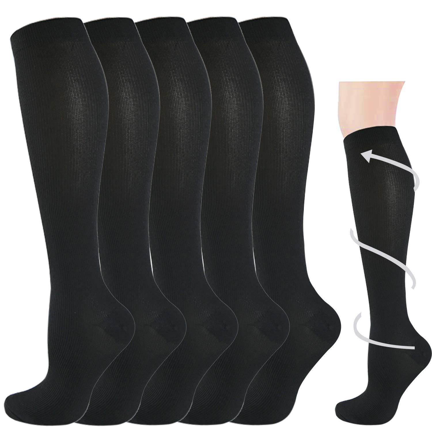 Graduated Compression Socks for Women&Men 20-30mmhg Knee High Socks Travel Hiking Running Stocking