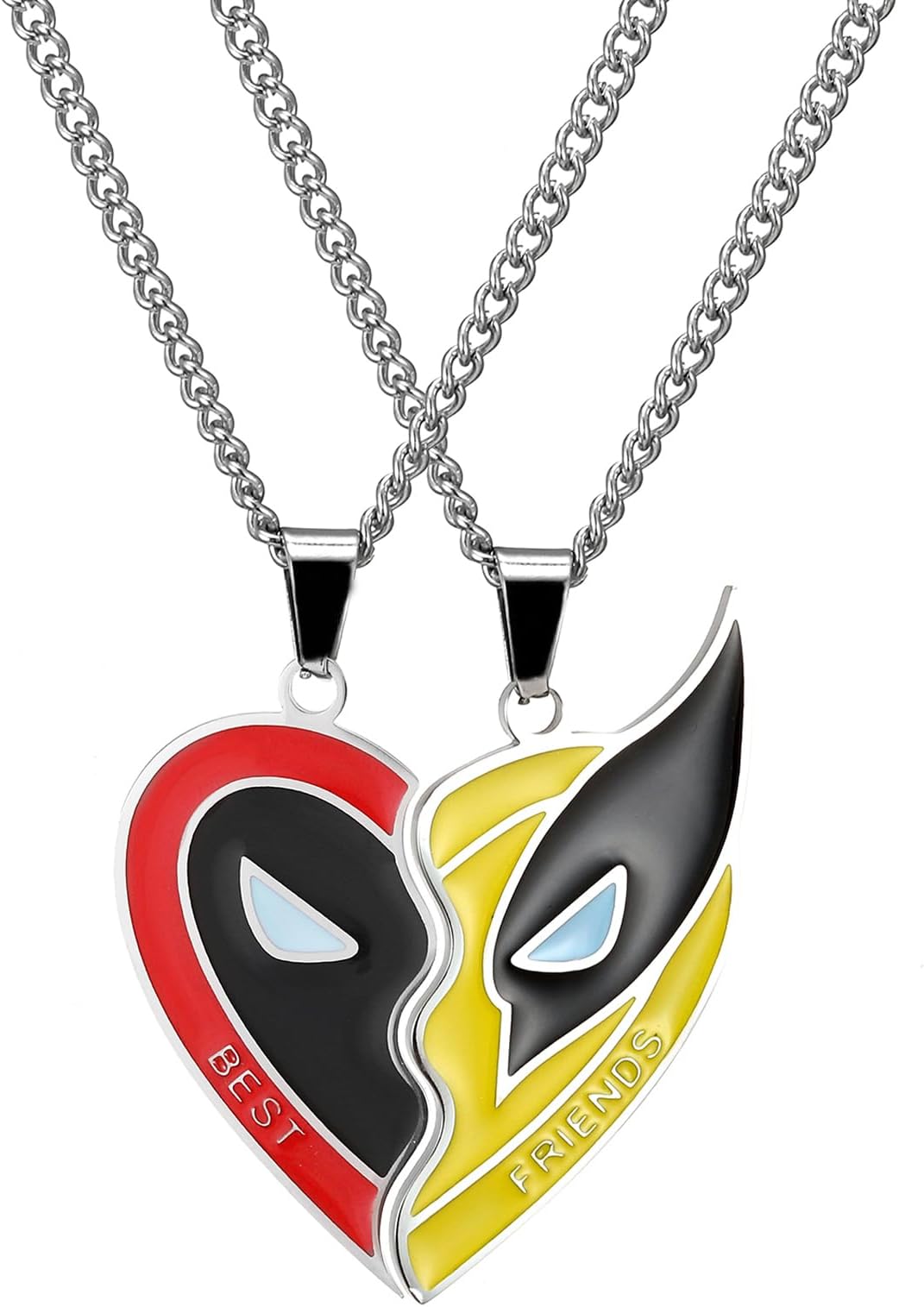 RWQIANBest Friend Necklace for Men,Women's BFF Friendship Necklace for 2, Stainless Steel Hero Necklace with Half Love Heart Pendant Jewelry Birthday Gifts for Brother Matching Couples Fans