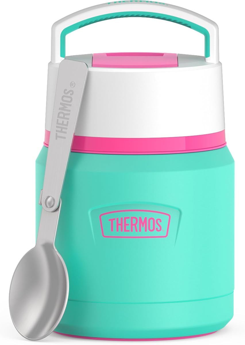 THERMOS ICON Stainless Steel Food Jar with Spoon, 12 Ounce, Teal