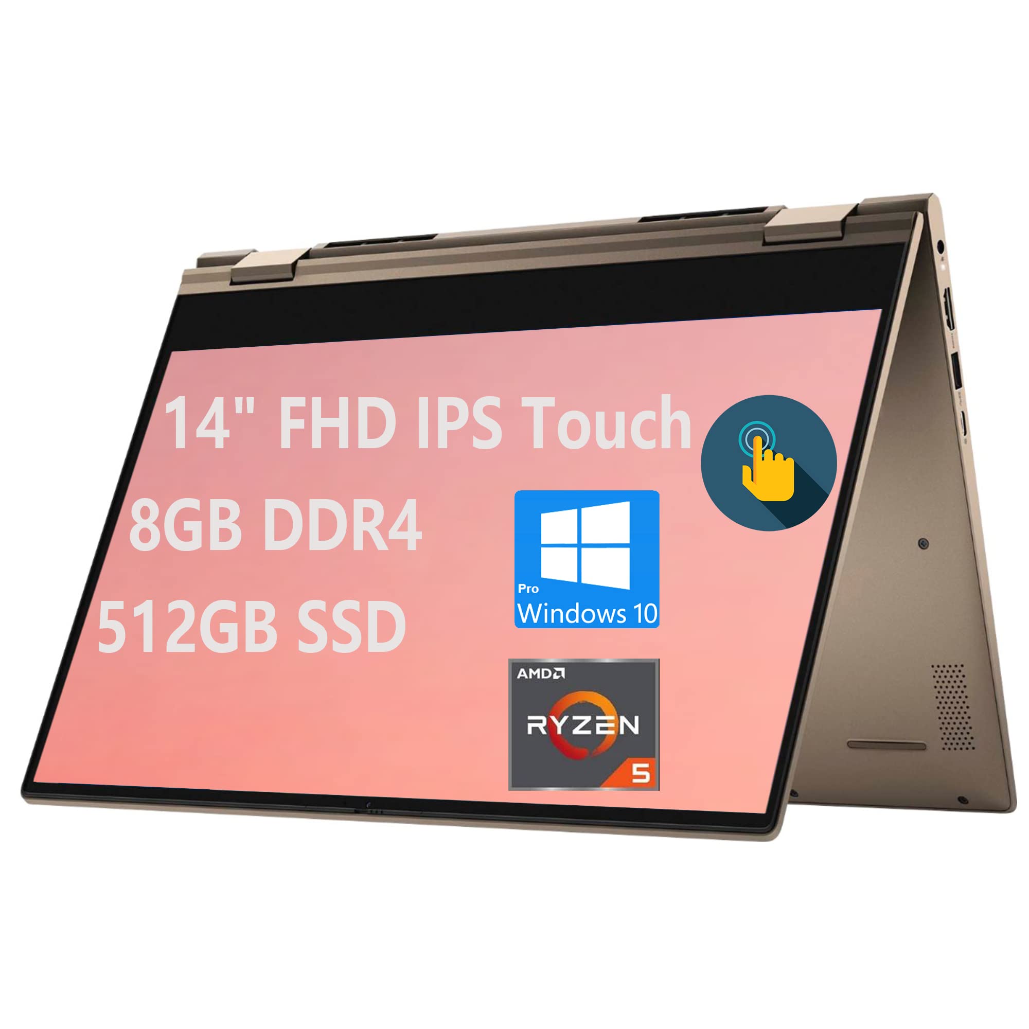 Dell Premium Inspiron 14 7000 7405 2-in-1 Laptop | 14" FHD IPS Touchscreen | AMD 6-Core Ryzen 5 4500