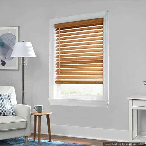 Ultra Premium - Persiana de madera sintética inalámbrica de 2 pulgadas de ancho x 48 pulgadas de largo, color blanco