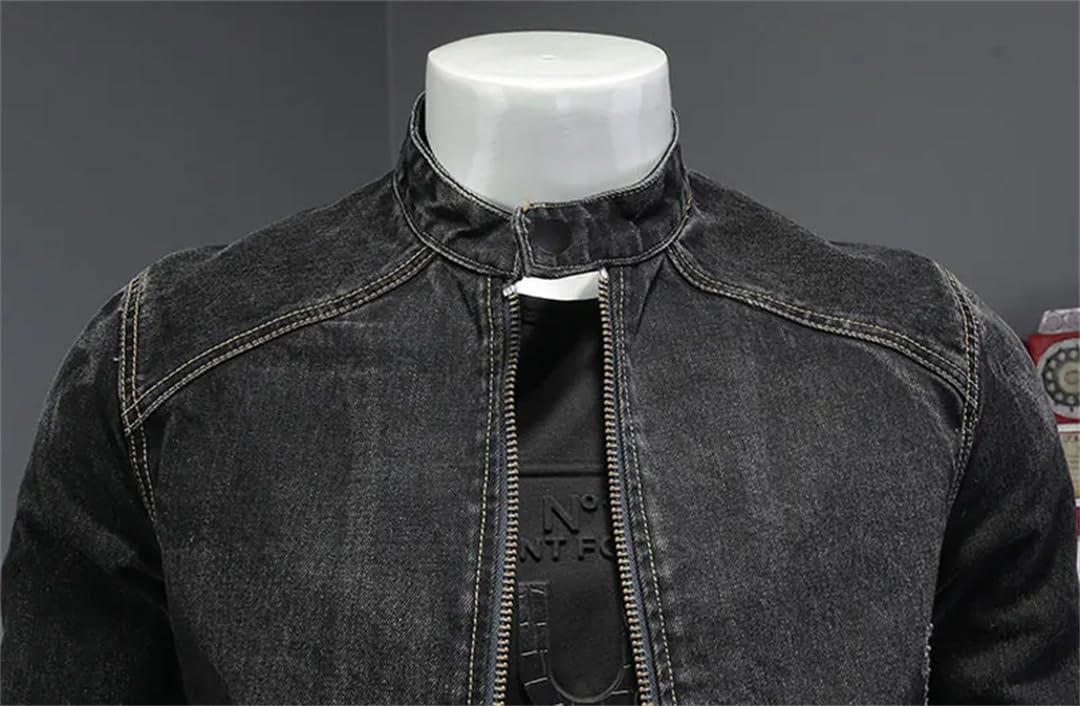 Męska kurtka bomberka w stylu vintage ze stójką dżinsowa kurtka bomberka slim fit jeans odzież wierzchnia kurtki motocyklowe