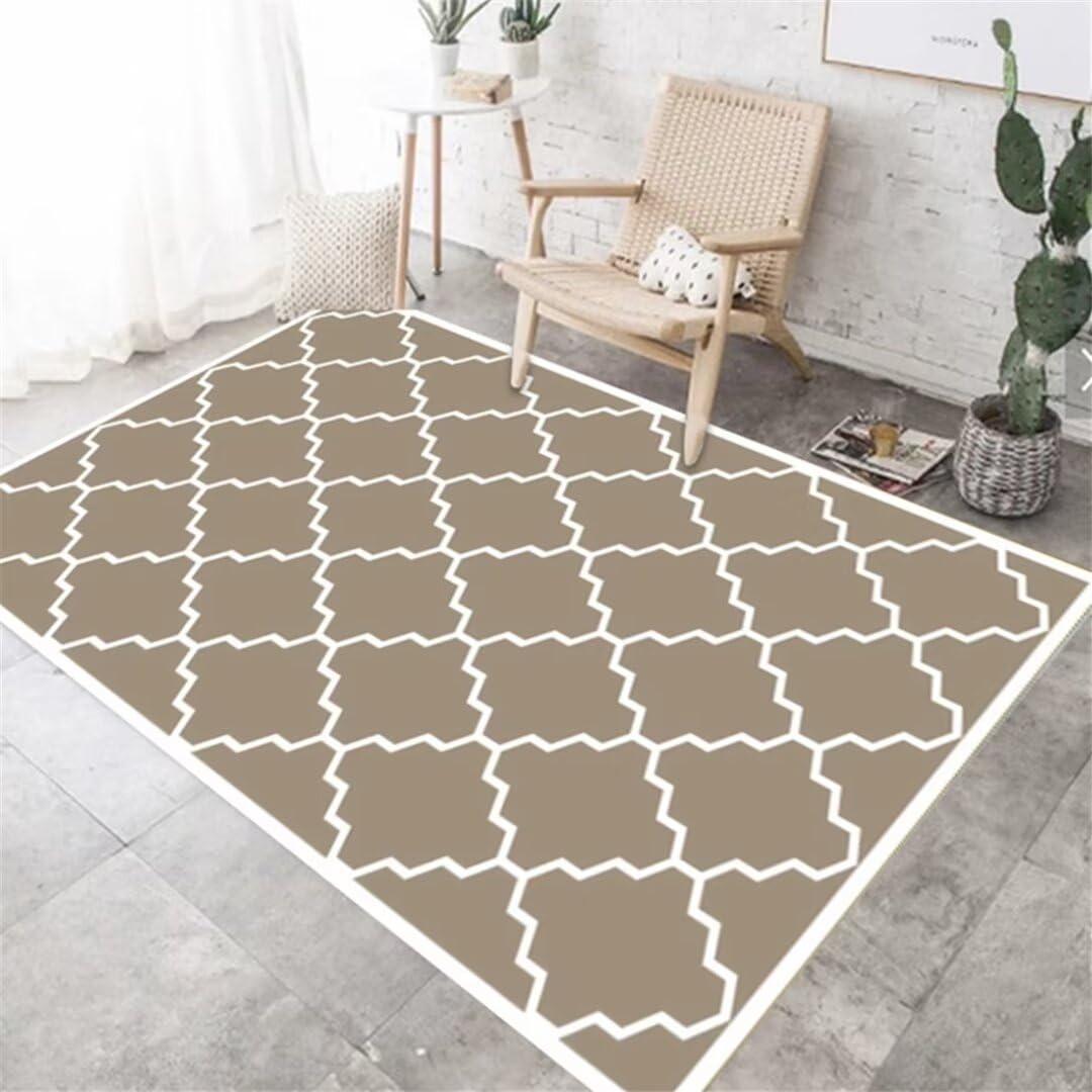 Alfombra rectangular moderna RUGMRZ de salón comedor marrón grande 180x280