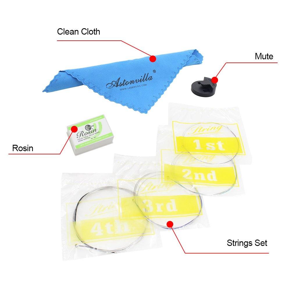 Kit 4 En 1 Accessoires Violoncelle - Cordes, Sourdine, Chiffon Et Colophane
