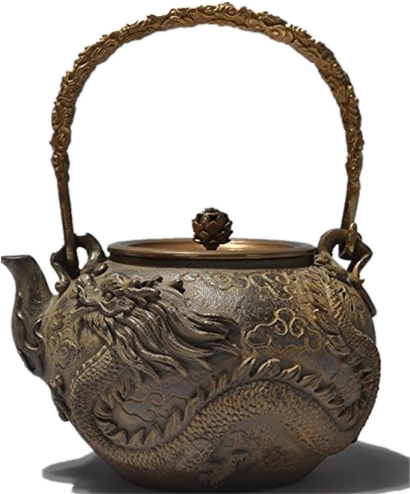 RUIKA Japanese tetsubin Cast Iron Teapot Dragon and phoenix pattern Kettle 1400ml 48 Ounce wooden gift box
