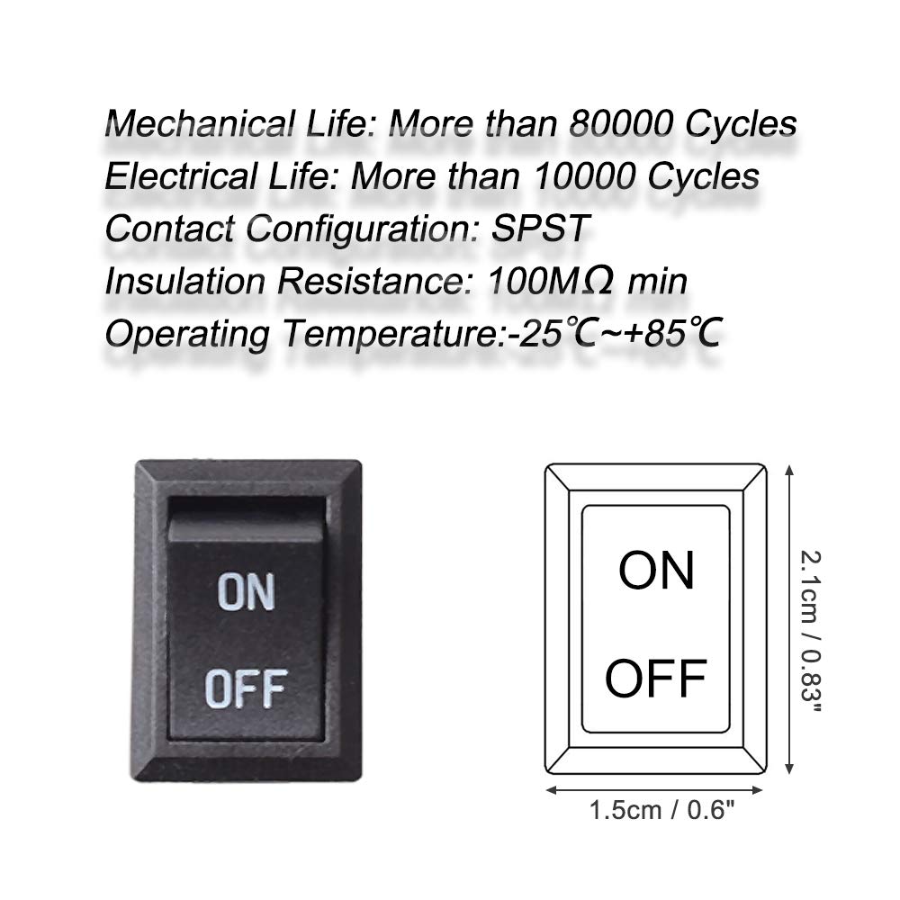 Amazon.com: DC AC Rocker Switch 2 pins SPST, Mini ON/OFF Toggle