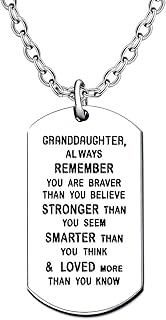 Granddaughter Stainless Steel Necklace Always Remember You are Braver Stronger Smarter Than You Think