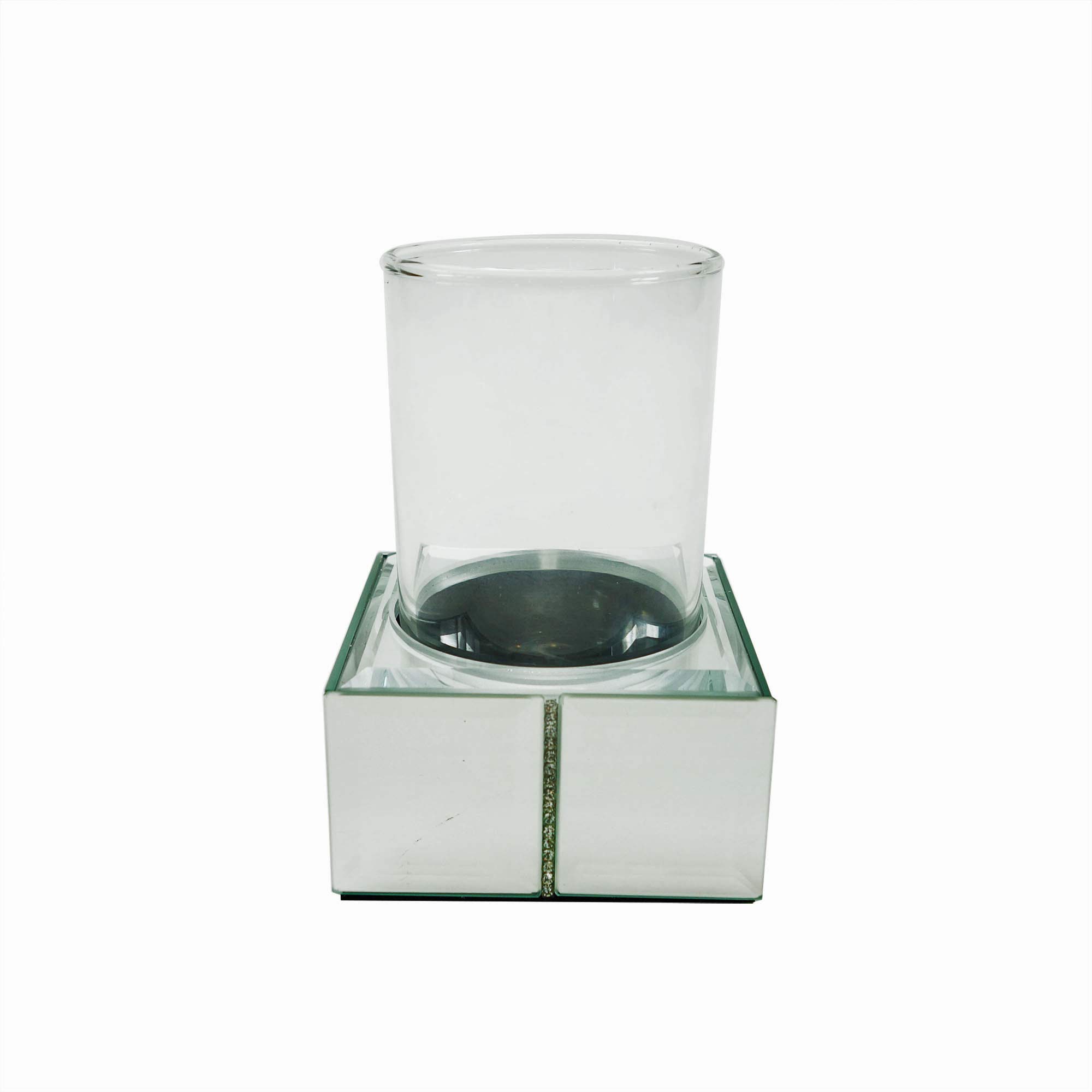 Elegant Home Fashions Leah Mirrored Tumbler with Crystal Beads, Mirror Finish