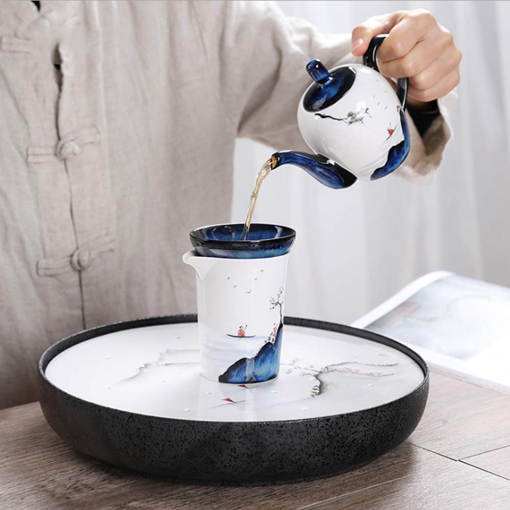 Ręcznie malowany zestaw do herbaty, czajniczek w japońskim stylu z ceramiczną tacą Kung Fu, elegancki design dla autentycznej herbaty