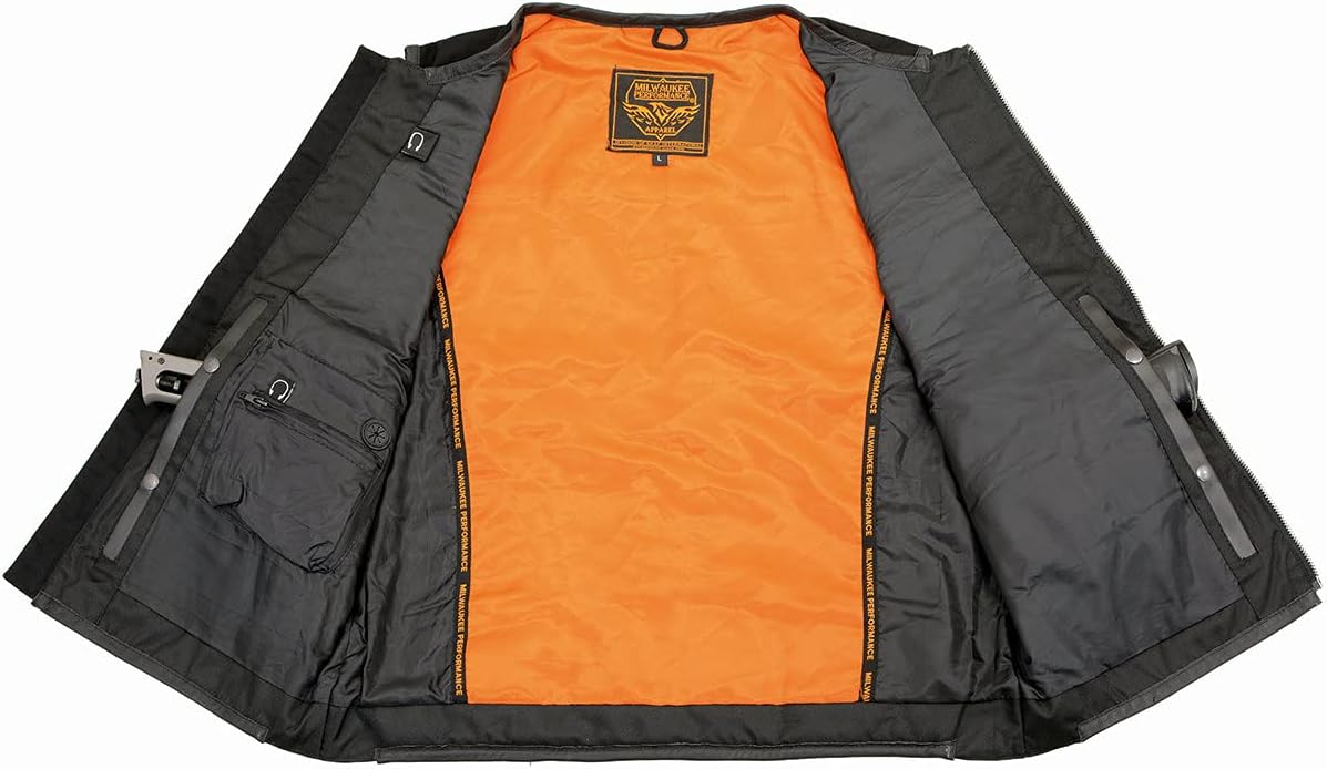 Milwaukee Leather MPM3310 Men's 'Super Utility' Black Leather and Canvas Multi-Pocket Vest