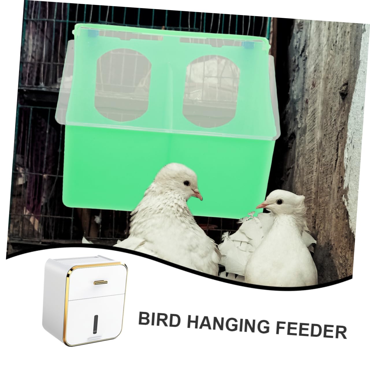 Mangeoire à Oiseaux à Double Ouverture, Lot de 3, Plastique Vert