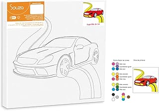 Souza & Cia, Tela De Pintura Riscada, 30cm X 30cm, Desenho: Carro 2 VM (Ref: 8158)