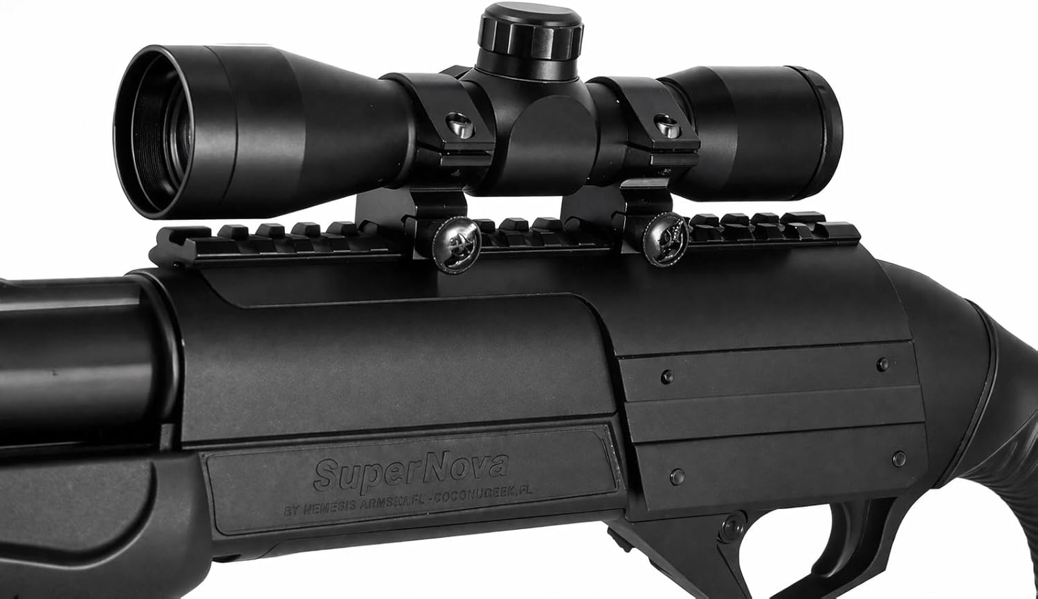 TRINITY 4x32 Scope Sight for Benelli Nova Supernova Shotgun with Picatinny Weaver Rail Mount Base Adapter Mil-Dot Reticle Tactical Hunting Optics Aluminum Black