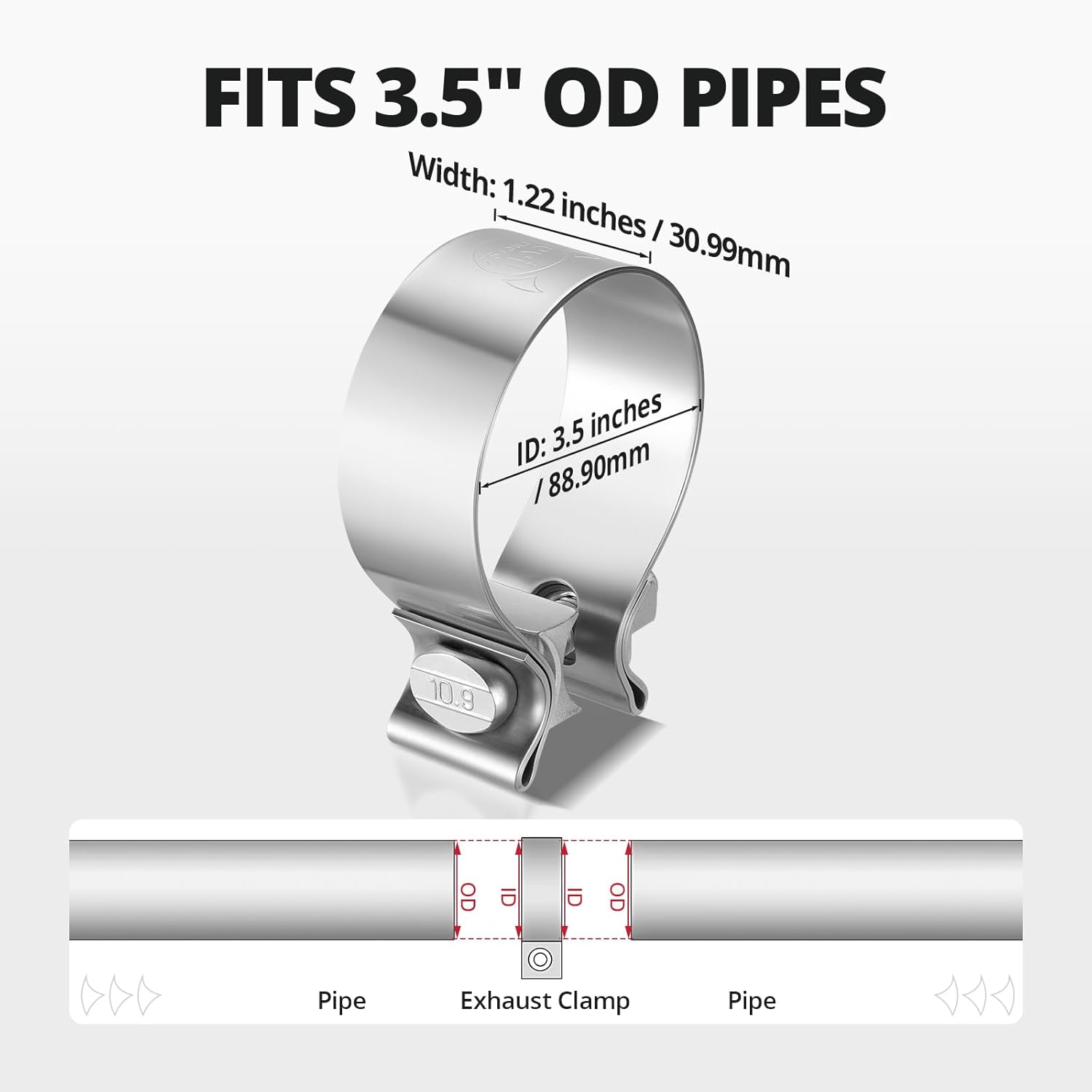 EVIL ENERGY Exhaust Hanger Rubber Adjustable Insulator Bushing Mount 4 Holes Universal 4PCS and 3.5 inch Exhaust Clamp