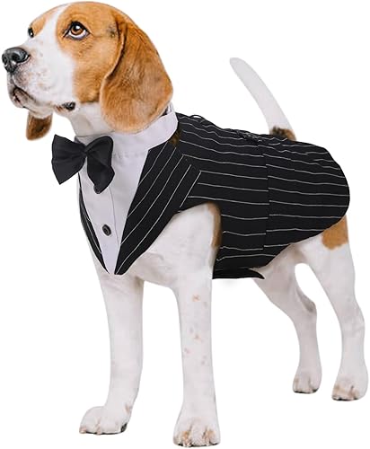 Kuoser - Juego de traje y paliacate para perros grandes y medianos, tema de esmoquin, para bodas