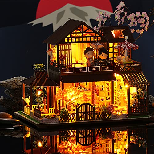 Tissting Kit de casa en Miniatura, casa de muñecas de Madera con luz LED, Grandes Kits de Modelos artesanales Hechos a Mano, pequeño Rompecabezas de Madera, decoración del hogar, Regalos - imagen 4